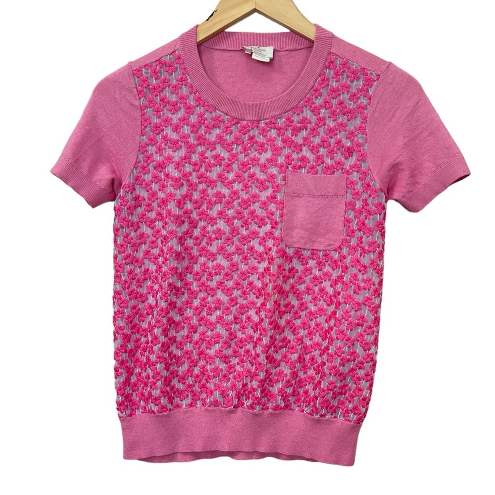 Kate Spade Mercy Sweater in Hot Pink Short Sleeve Cashmere Cotton Women’s Medium - Picture 2 of 5
